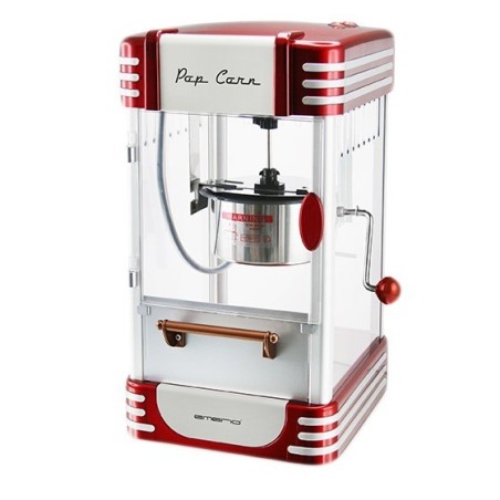 Emerio POM-120650 Popcorn Machine 360W - Stylish Silver/Red Metallic Design for Perfect Movie Nights!